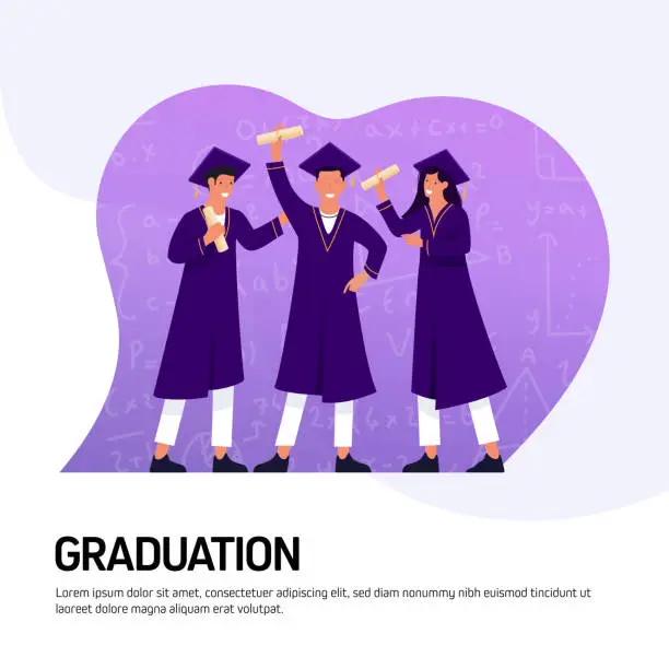 Vector illustration of Graduation Related Vector Illustration for Landing Page Template, Website Banner, Advertisement and Marketing Material, Online Advertising, Business Presentation etc.