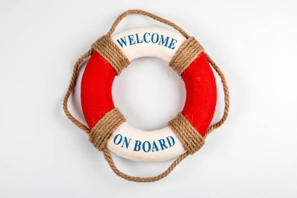 istock WELCOME ON BOARD. Lifebuoy with text on white background 1277140688