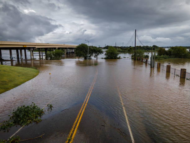 istock Storm surge covering flooded road 1277141743