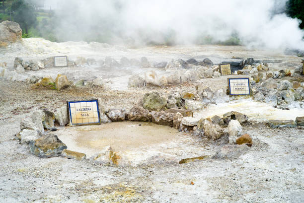 Hot spring and thermal traditional cooking - Furnas, Sao Miguel, Azores Archipelago, Portugal stock photo