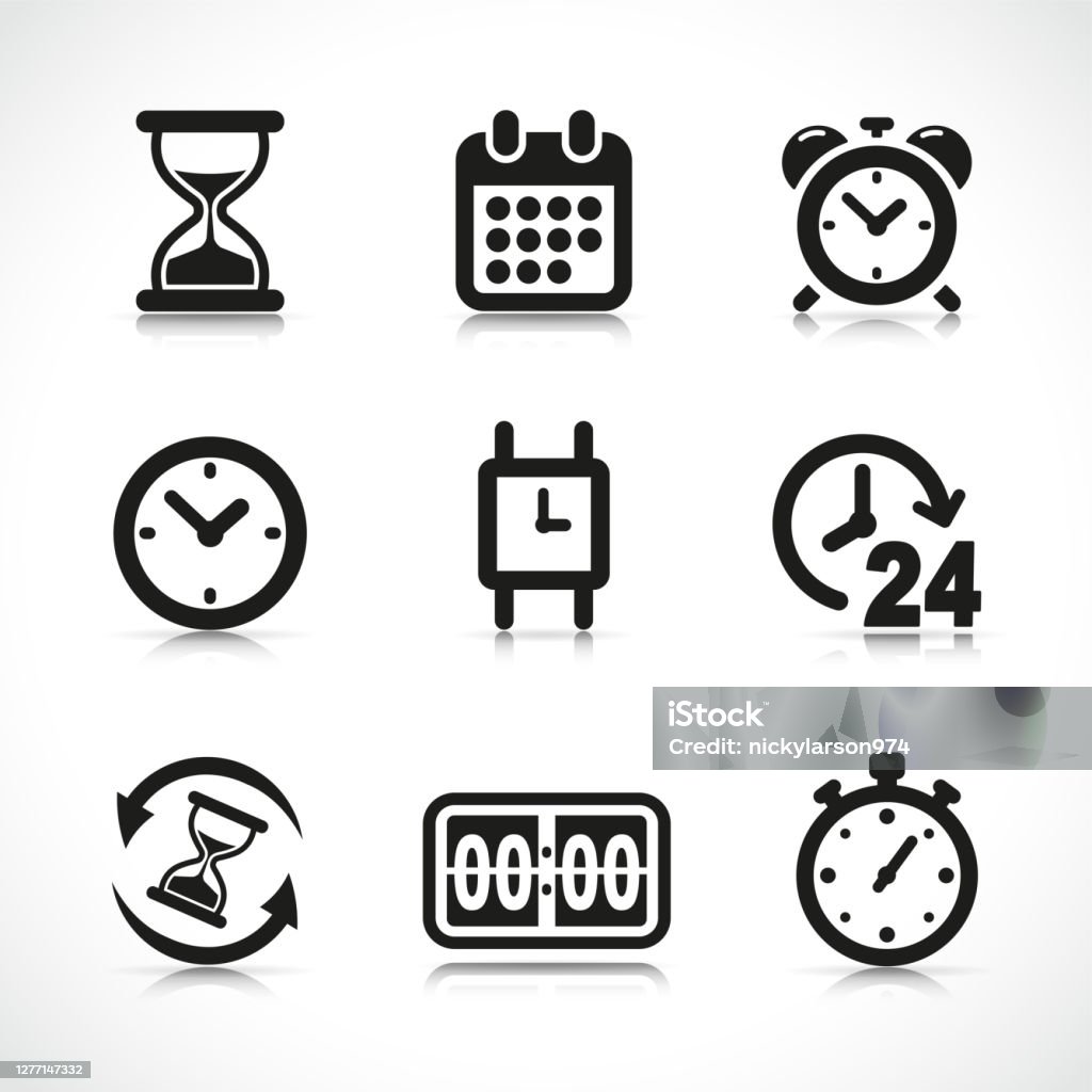Set di progettazione icone del tempo vettoriale - arte vettoriale royalty-free di Icona