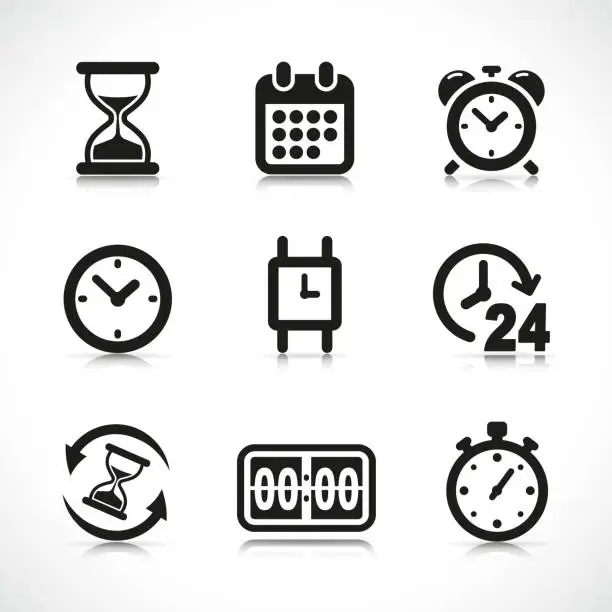 Vector illustration of Vector time icons design set