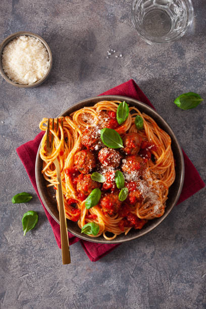 istock spaghetti with meatballs and tomato sauce, italian pasta 1277149621