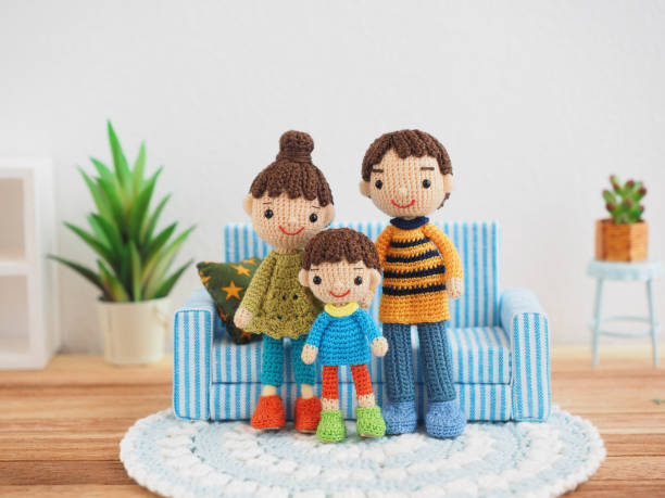 istock Small and cute Amigurumi doll.family 1277150232