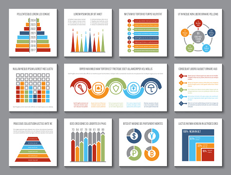 Data graphics. Analytics bar and budget graph, visualization charts and statistics histogram. Presentation infographic vector template. Diagram and graph information, statistic chart data illustration