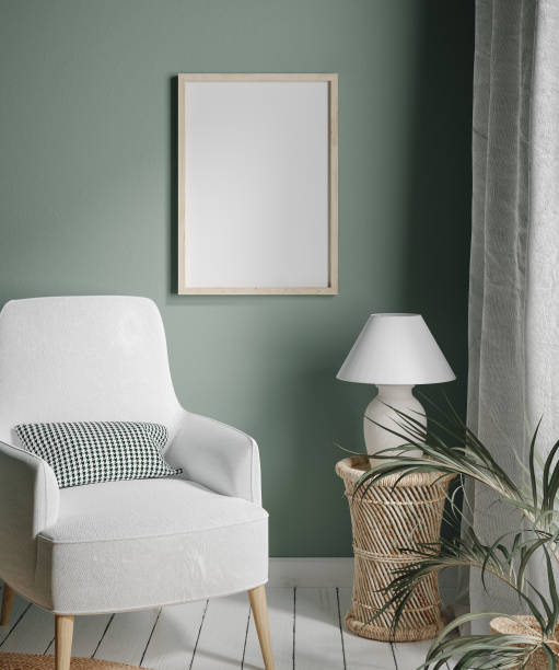 istock Mock up frame with minimal decor close up in home interior background 1277156738