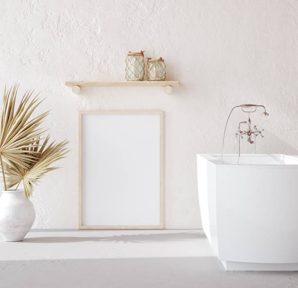 istock Poster mockup in cozy nomadic bathroom interior background 1277156754