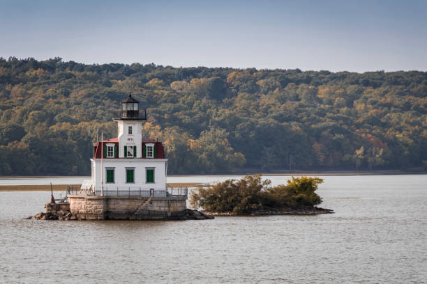 Esopus Meadows Lighthouse on the Hudson River, Esopus, NY, in early fall