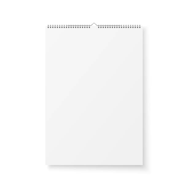 istock Vector 3d Realistic A4 Paper White Blank Wall Calendar with Spring Icon Closeup Isolated on White Background. Copy Space. Design Template, Mockup, Top View 1277160093