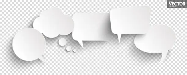 Vector illustration of sticker speech bubbles with shadow