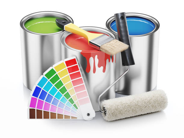 istock Paint cans, brush, roller and color palette 1277170521