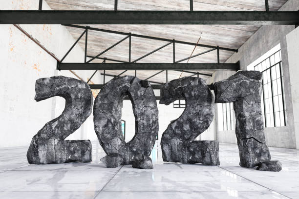 istock 2021 Crakced Stone Sign in Large Warehouse 1277172827