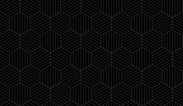 ilustraciones, imágenes clip art, dibujos animados e iconos de stock de fondo abstracto de textura de hexágono oscuro sin costuras - hexagon tile pattern black