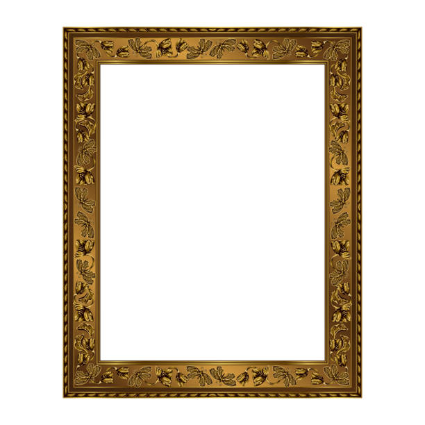 ilustrações, clipart, desenhos animados e ícones de quadro retangular de cor dourada - picture frame frame gold gilded