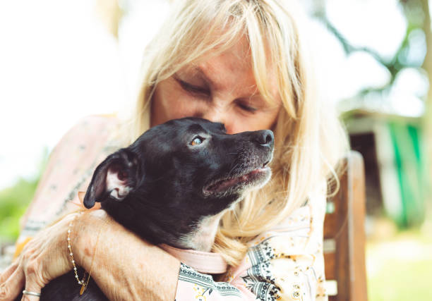istock Senior woman hugging her small pet dog 1277181053