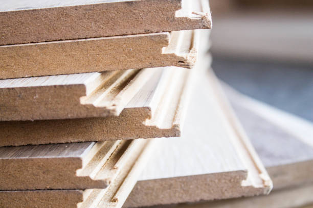 istock Laminate. Samples of laminate and floorboard. Cutting and laying flooring. 1277182029
