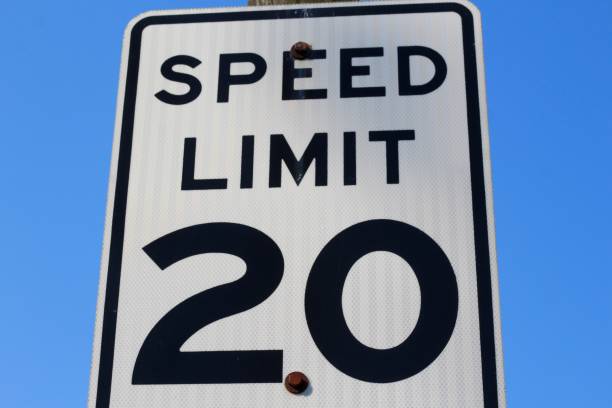 istock Black and White Speed Limit Sign 1277186235