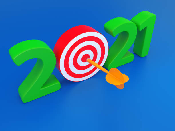 istock New year 2021 with darts board. 1277186359