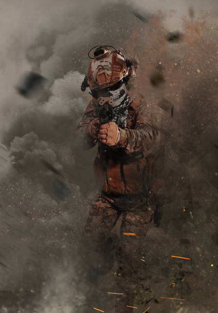 istock special forces soldier running on the battlefield. wearing ghost mask 1277186683