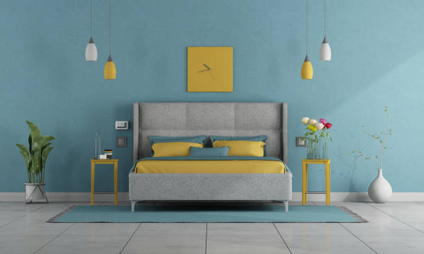 istock Modern pastel colors master bedroom 1277186685