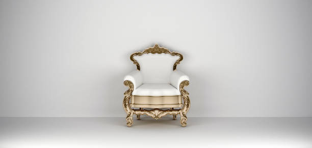 istock luxury white armchair with gold rim 1277191831