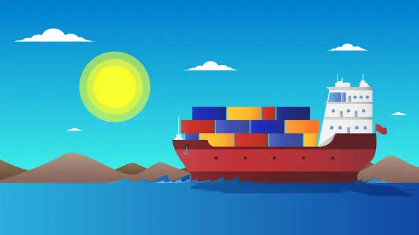 Vector illustration of Container Cargo Ship Logistics