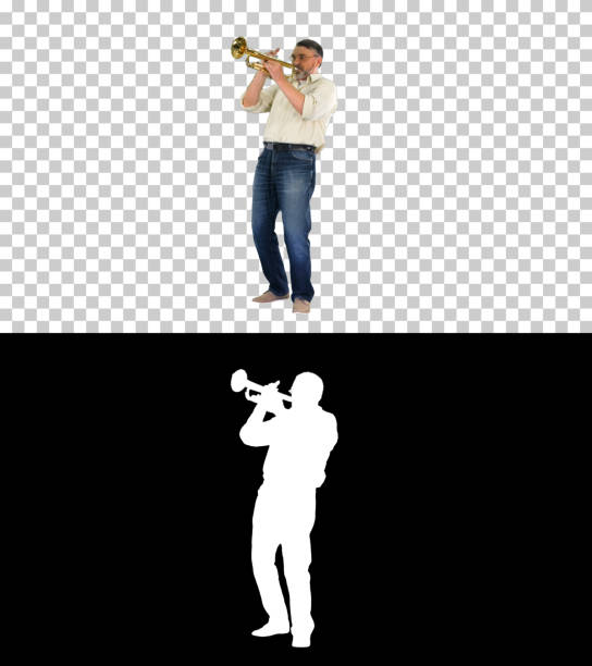 istock Senior musician playing a trumpet, Alpha Channel with Silhouette 1277207341