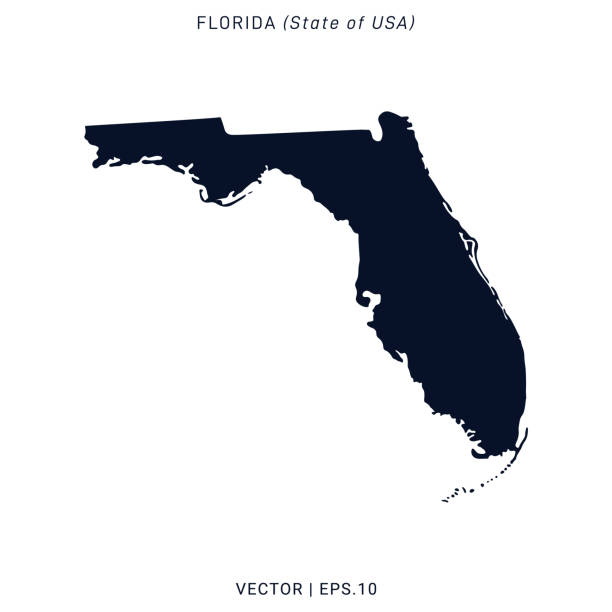 Florida - States of USA Map Vector Stock Illustration Design Template. Vector eps 10. Map of Florida Vector Stock Illustration Design Template. High Detailed Map. Vector eps 10. florida us state stock illustrations