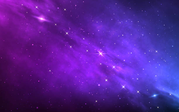 tło przestrzeni. kolor mgławica z lśniące gwiazdy. realistyczny kosmos z gwiezdnym stylem i drogą mleczną. magia gwiaździsta galaktyka. nieskończony wszechświat z konstelacjami. ilustracja wektorowa - solar system planet dark illuminated stock illustrations