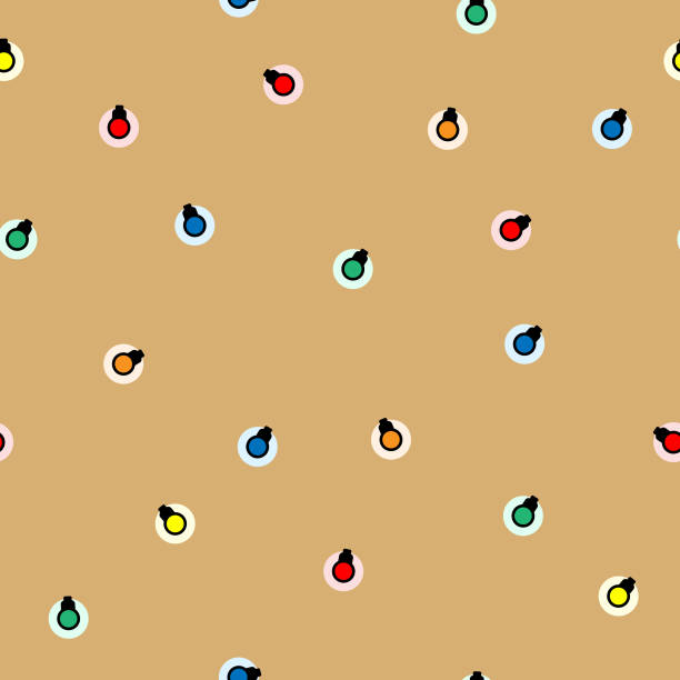 istock Light bulb retro seamless pattern for holiday fabric and wrapping paper on colour background 1277213702