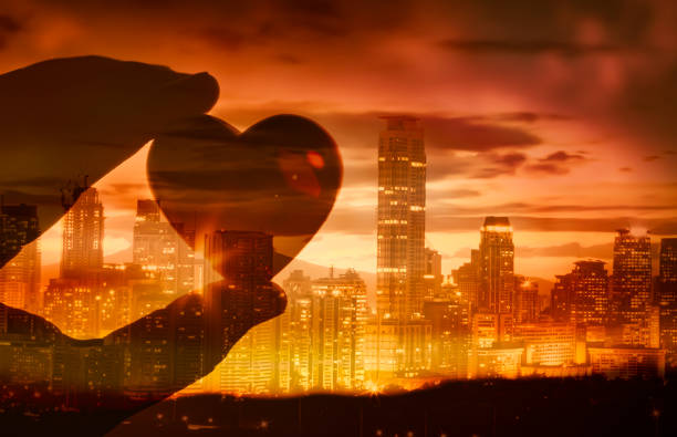 istock Heart on city background. 1277215733