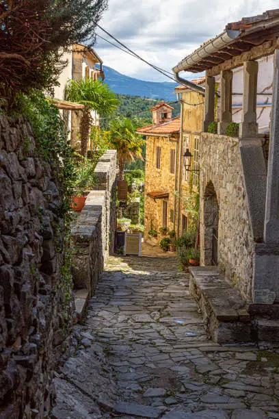 Street scene of the historic town Hum in Croatia during daytime in summer