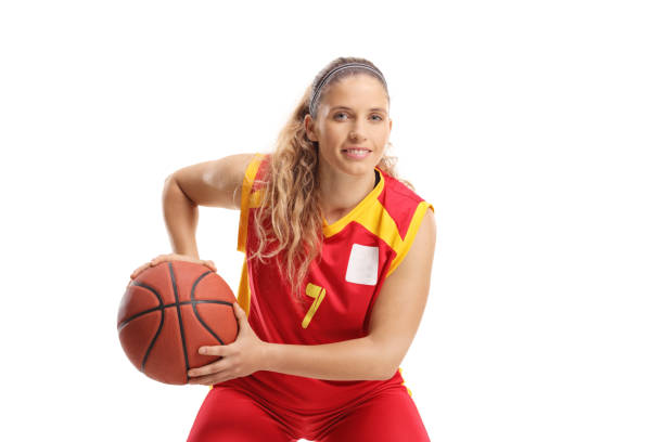istock Female basketball player in a red jersey 1277218114