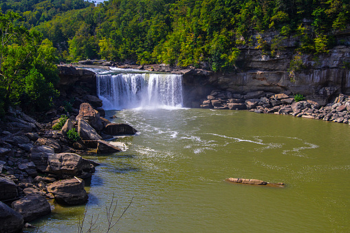 Cumberland Falls is the centerpiece of a popular state park in Corbin, Kentucky.