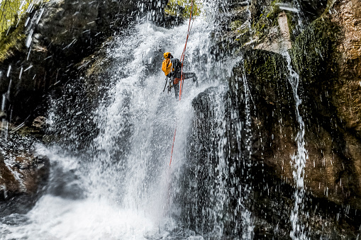 istock Extreme adventure on the wild waterfall 1277220838