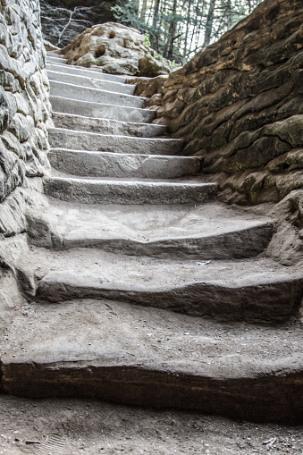 Close-up of ancient stone steps