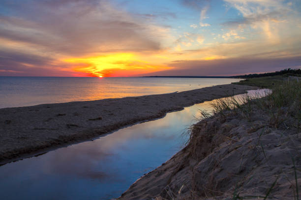 istock Gorgeous Sunset Sky On Lake Michigan In Upper Peninsula 1277222792