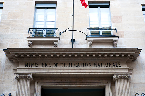 Paris : Education ministry facade, in Hotel de Rochechouart. It's a State building of french administration, where the education minister work, with all his team, senior official and official or public servant. Situated rue de Grenelle  in Paris, 7 th district – arrondissement – in France.