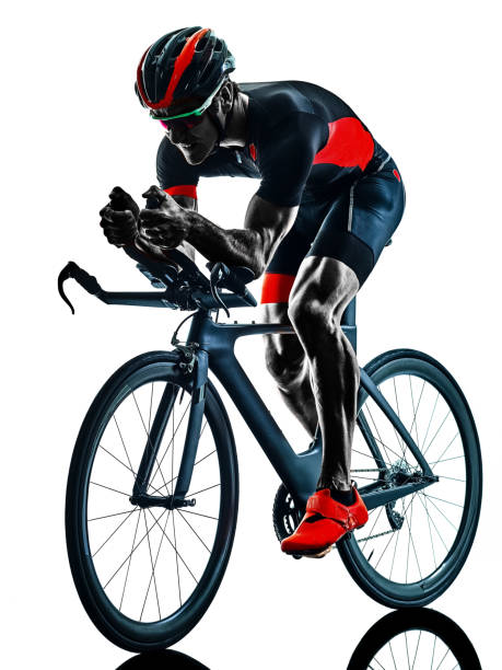 istock triathlete triathlon Cyclist cycling silhouette isolated white background 1277224227