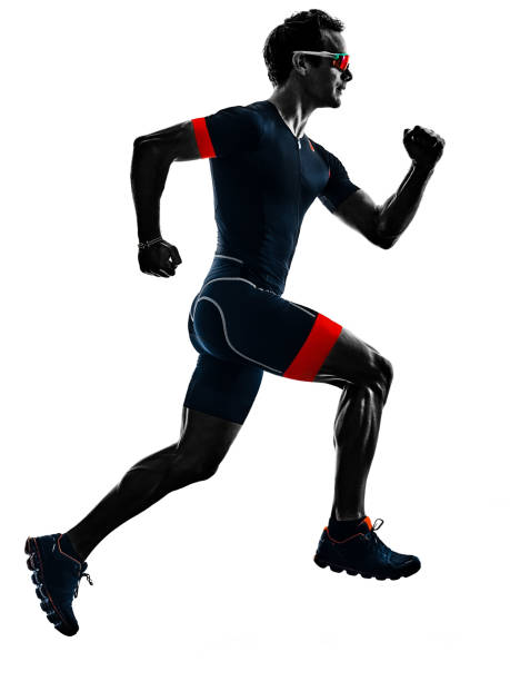 istock triathlete triathlon runner running silhouette isolated white background 1277224244