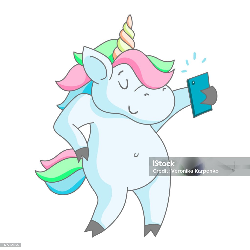 Phim Hoạt Hình Kỳ Lân Con Chụp Ảnh Tự Sướng Hình minh họa Sẵn có ...