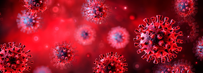 Covid or 2019-ncov In Danger Background - Virology Concept - 3d Rendering