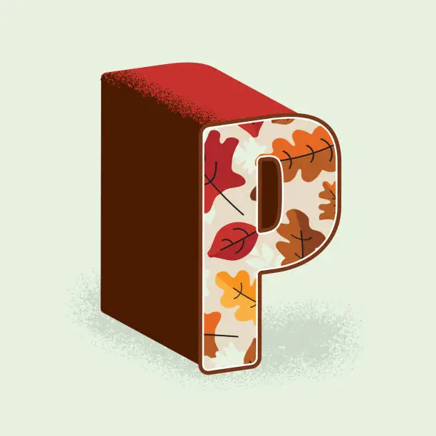 Vector illustration of Creative Fall or Autumn 3d decorative letter P design