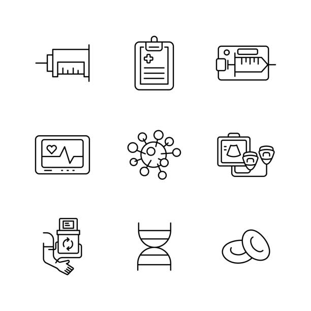 Outline thin hospital and medical icon vol 3 Outline hospital and medical icon design vol 3, can be used for web icons , app, printing etc. dialysis stock illustrations