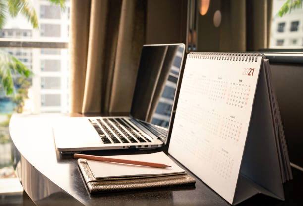 Calendar 2021 Calendar 2021 schedule with blank note for to do list on wooden desk september calendar stock pictures, royalty-free photos & images