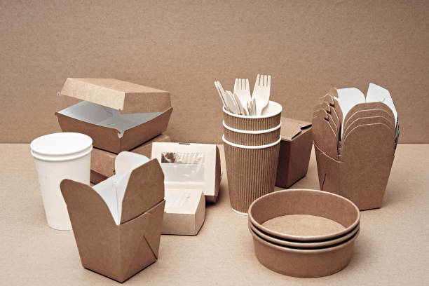 istock A set of paper and wood, environmentally friendly and biodegradable disposable tableware. Fast food, cafe. 1277238796