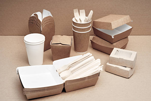 istock A set of paper and wood, environmentally friendly and biodegradable disposable tableware. Fast food, cafe. 1277238800