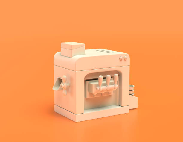 istock monochrome white ice cream machine in yellow orange background, flat colors, single color, 3d rendering 1277238986
