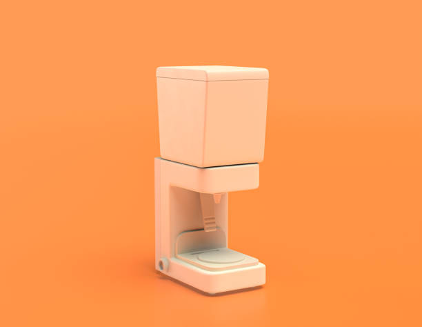 istock white plastic mixer in yellow orange background, flat colors, single color, 3d rendering 1277240964