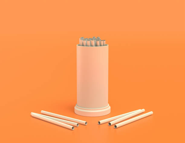white plastic straw dispenser in yellow orange background, flat colors, single color, 3d rendering white plastic straw dispenser in yellow orange background, flat colors, single color, 3d rendering, restaurant straw dispensers stock pictures, royalty-free photos & images